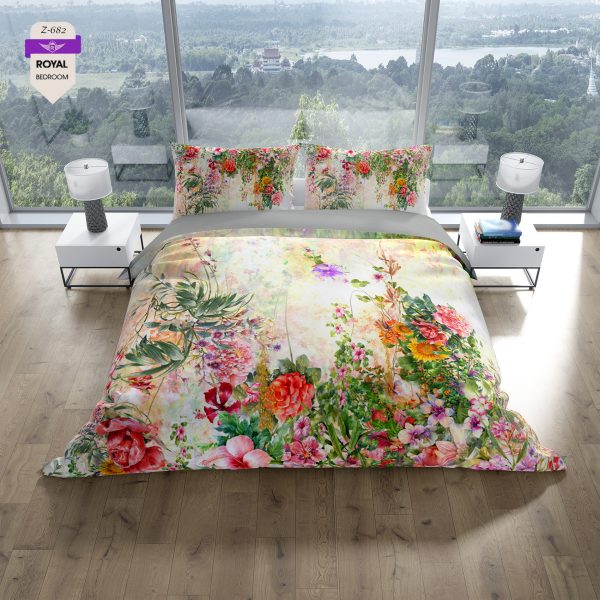 روتختی و ملحفه (دو نفره) طرح گل کد 682-Flower