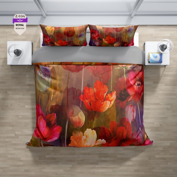 روتختی و ملحفه (دو نفره) طرح گل کد 694-Flower