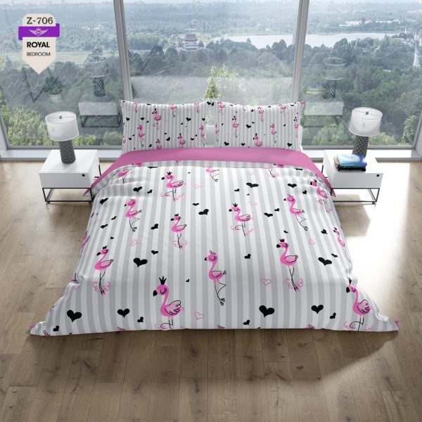 روتختی و ملحفه (دو نفره) طرح فلامینگو کد 706-Flamingo