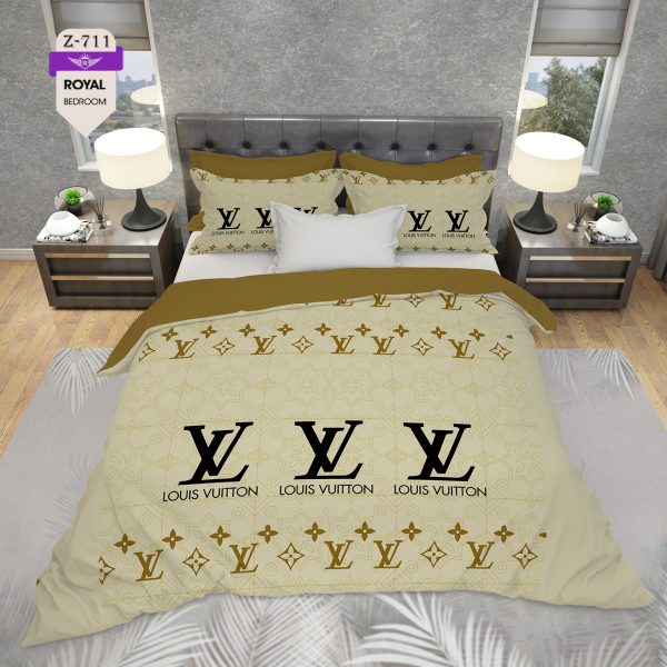 روتختی و ملحفه (دو نفره) طرح لویی ویتون کد 711-Louis Vuitton