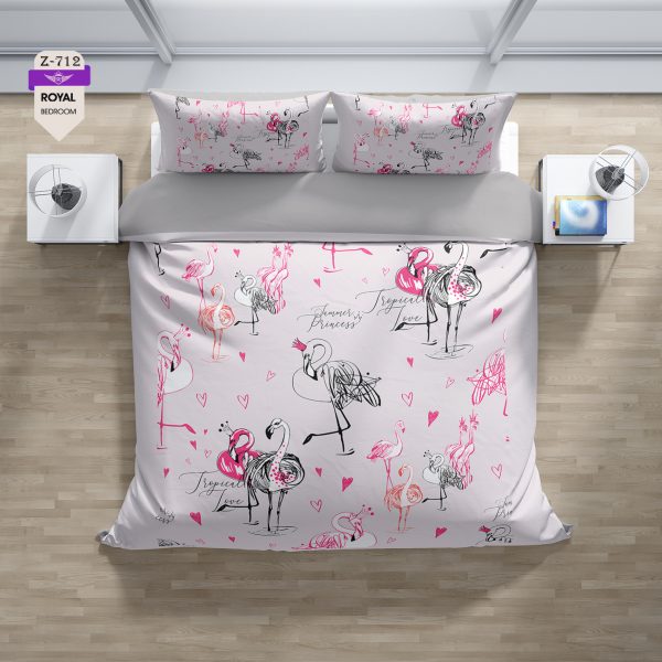 روتختی و ملحفه (دو نفره) طرح فلامینگو کد 712-Flamingo
