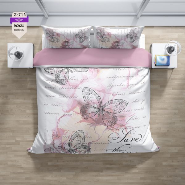 روتختی و ملحفه (دو نفره) طرح پروانه کد 714-butterfly