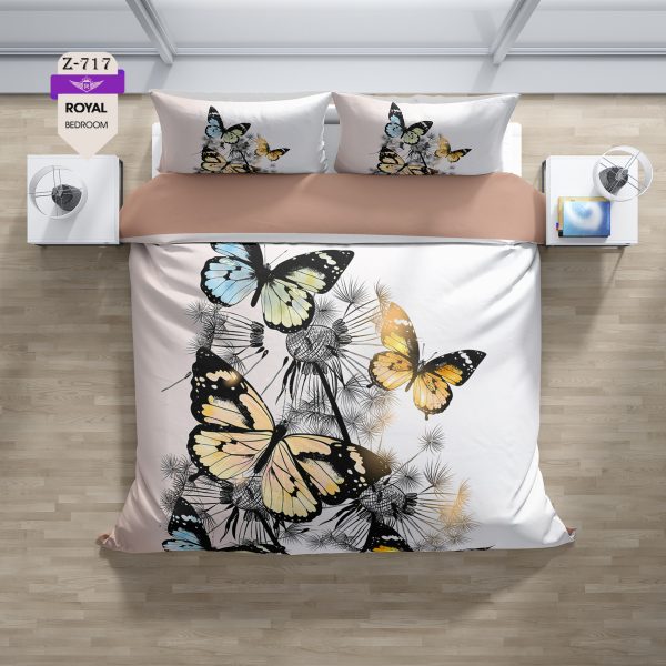 روتختی و ملحفه (دو نفره) طرح پروانه کد 717-butterfly