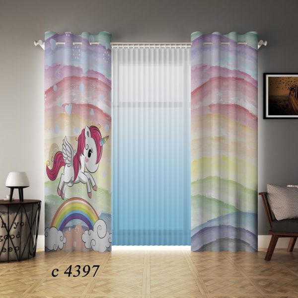 پرده چاپی طرح یونیکورن C4397