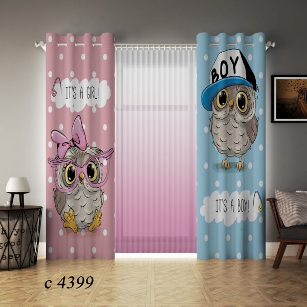 پرده چاپی طرح جغد C4399