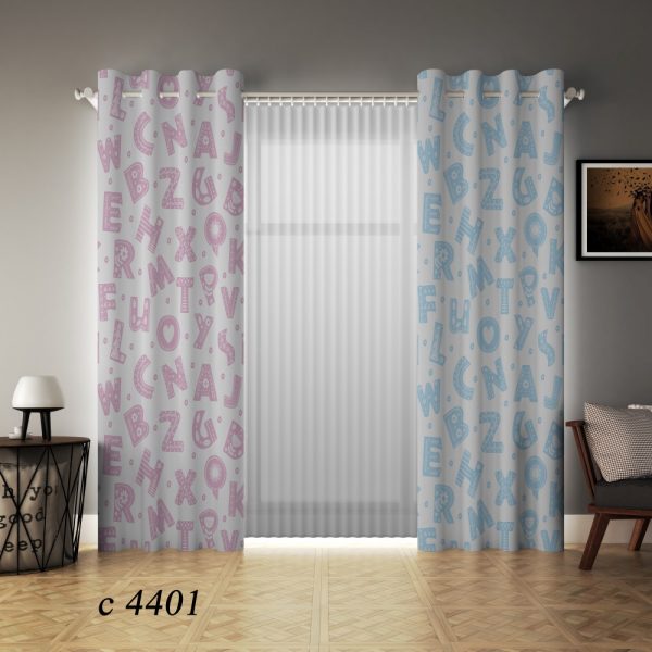 پرده چاپی طرح استیکر انگلیسی C4401