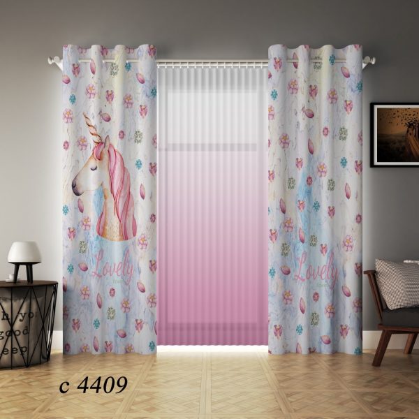 پرده چاپی طرح یونیکورن C4409
