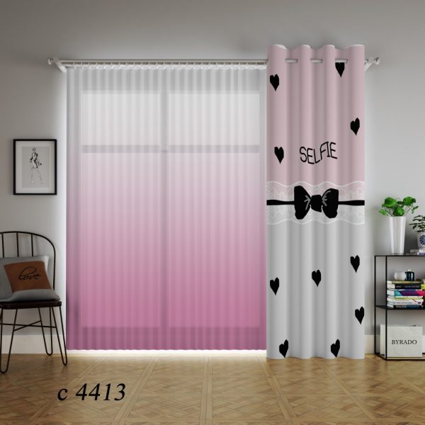 پرده چاپی طرح قلب C4413