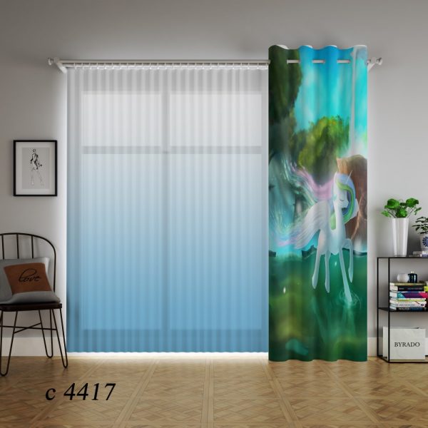 پرده چاپی طرح اسب کارتونی C4417