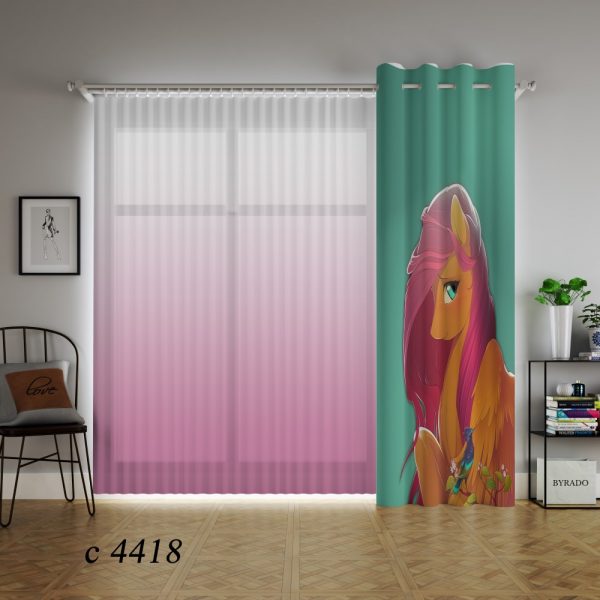 پرده چاپی طرح اسب کارتونی C4418
