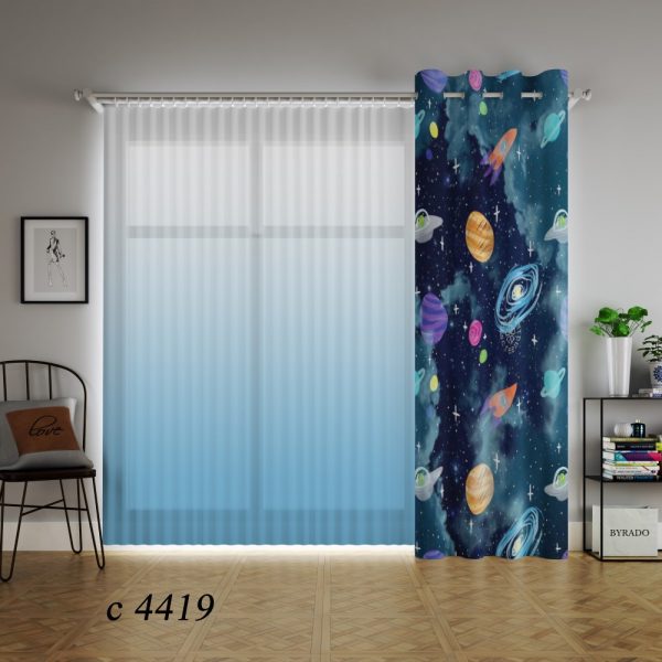 پرده چاپی طرح فضا و کهکشان C4419