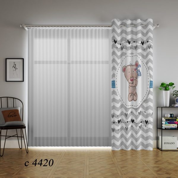 پرده چاپی طرح خرس C4420