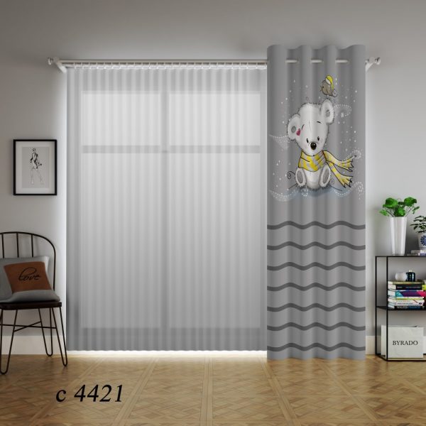 پرده چاپی طرح خرس C4421
