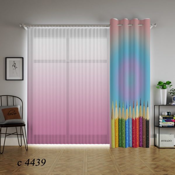 پرده چاپی طرح مداد رنگی C4439