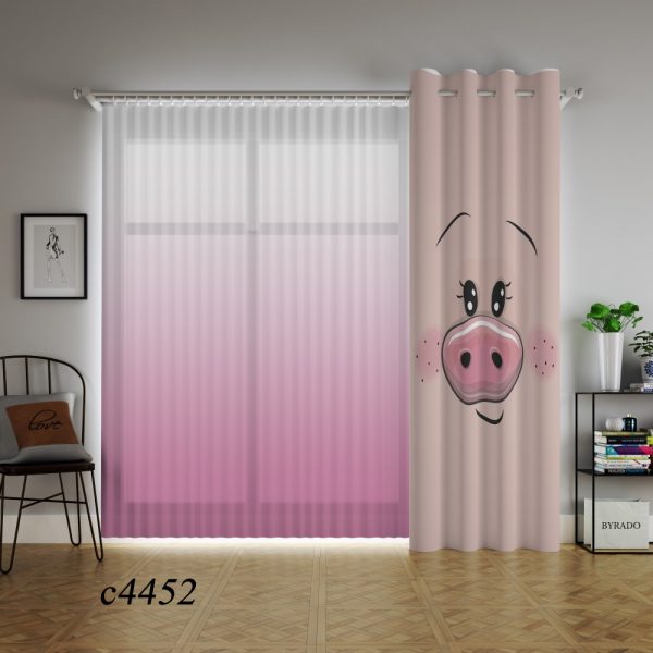 پرده چاپی طرح خوک C4452