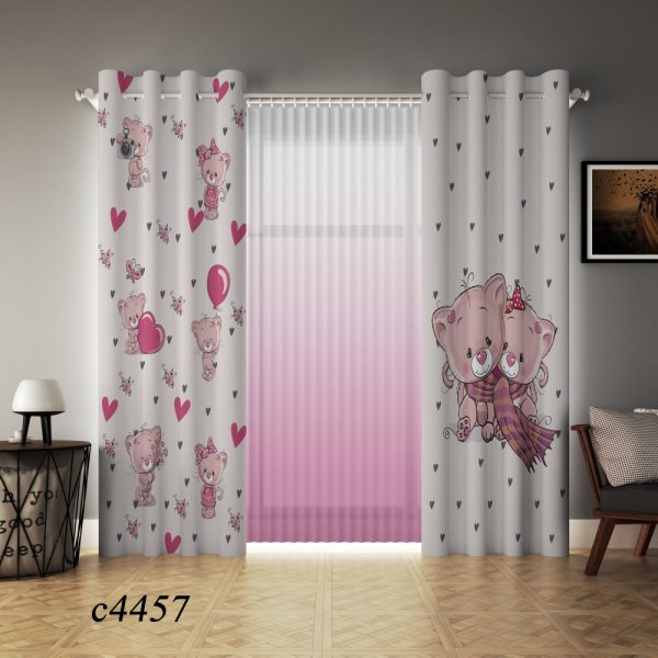 پرده چاپی طرح گربه عاشق C4457