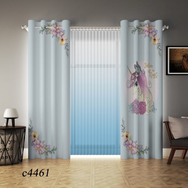 پرده چاپی طرح اسب تک شاخ C4461