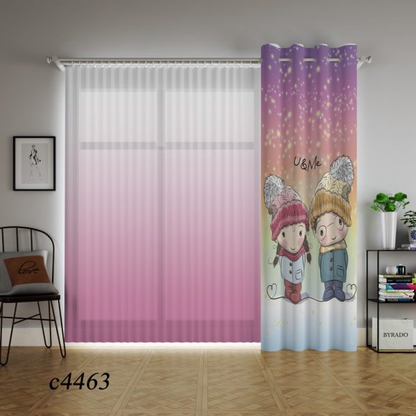 پرده چاپی طرح پسر و دختر C4463