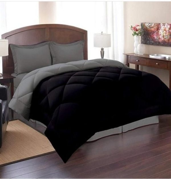 روتختی و ملحفه (دو نفره) طرح ساده سیاه و نوک مدادی کد A11