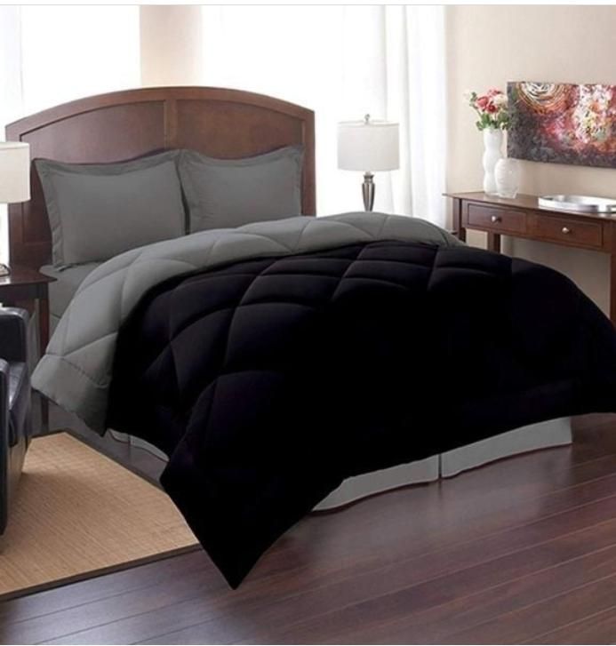 روتختی و ملحفه (دو نفره) طرح ساده سیاه و نوک مدادی کد A11