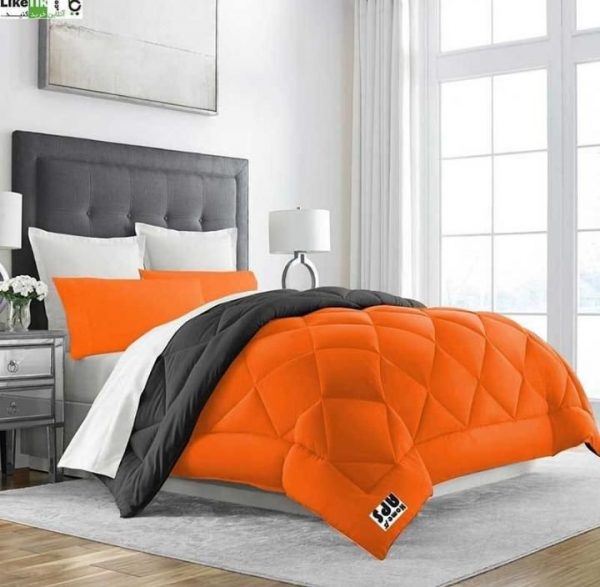 روتختی و ملحفه (دو نفره) طرح ساده نارنجی و سیاه کد A15