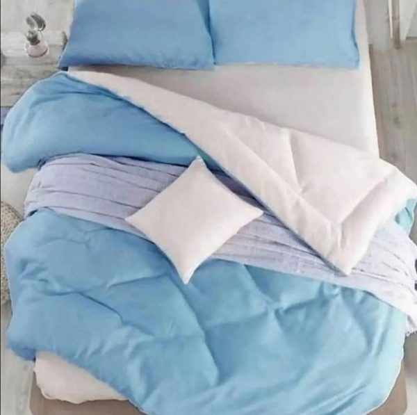 روتختی و ملحفه (دو نفره) طرح ساده آبی آسمانی کد A17