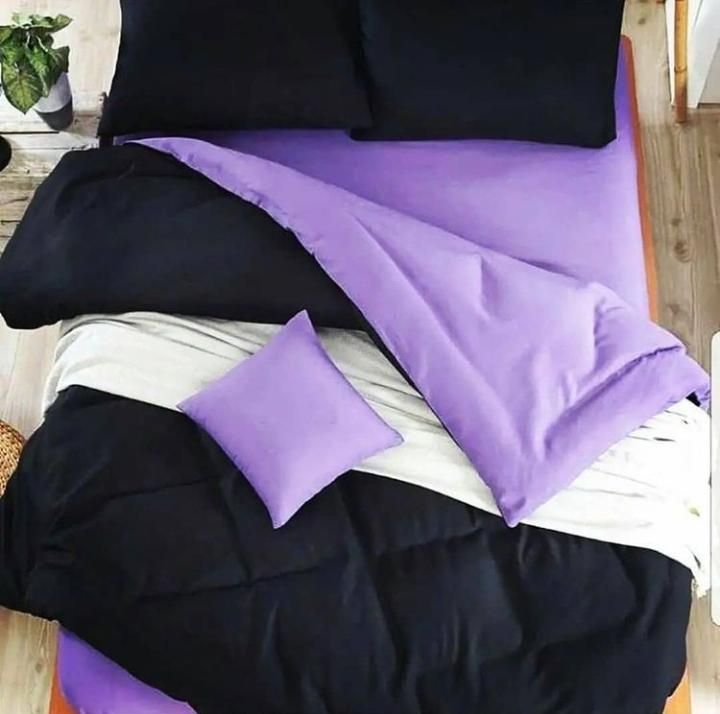 روتختی و ملحفه (دو نفره) طرح ساده بنفش و سیاه کد A18