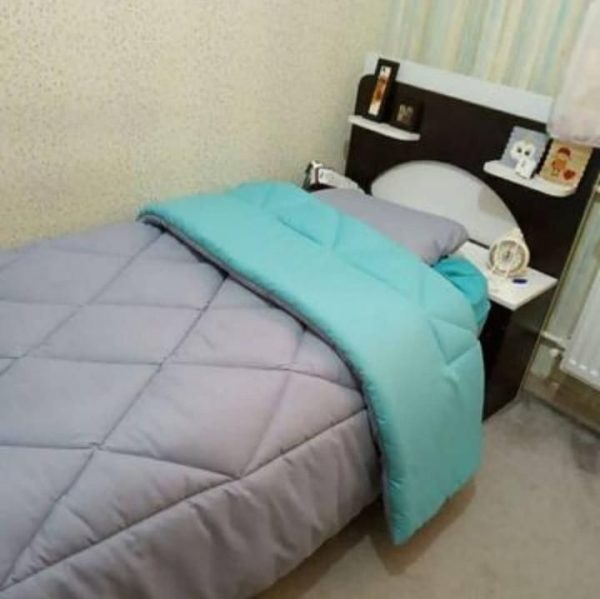 روتختی و ملحفه (دو نفره) طرح ساده نوک مدادی و آبی آسمونی کد A21