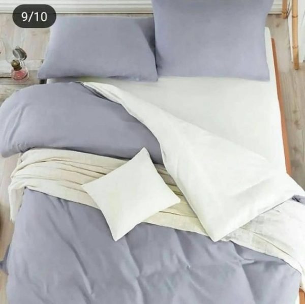 روتختی و ملحفه (دو نفره) طرح ساده بنفش و سفید کد A27