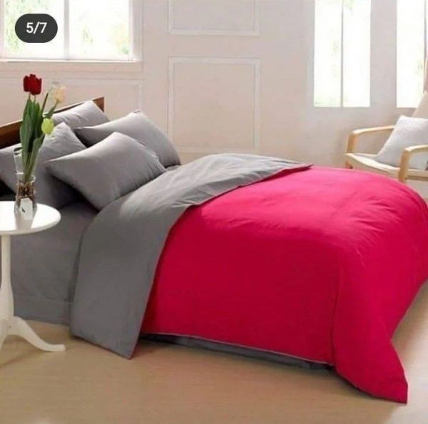 روتختی و ملحفه (دو نفره) طرح ساده صورتی و نوک مدادی کد A31