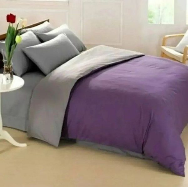 روتختی و ملحفه (دو نفره) طرح ساده بنفش و نوک مدادی کد A33
