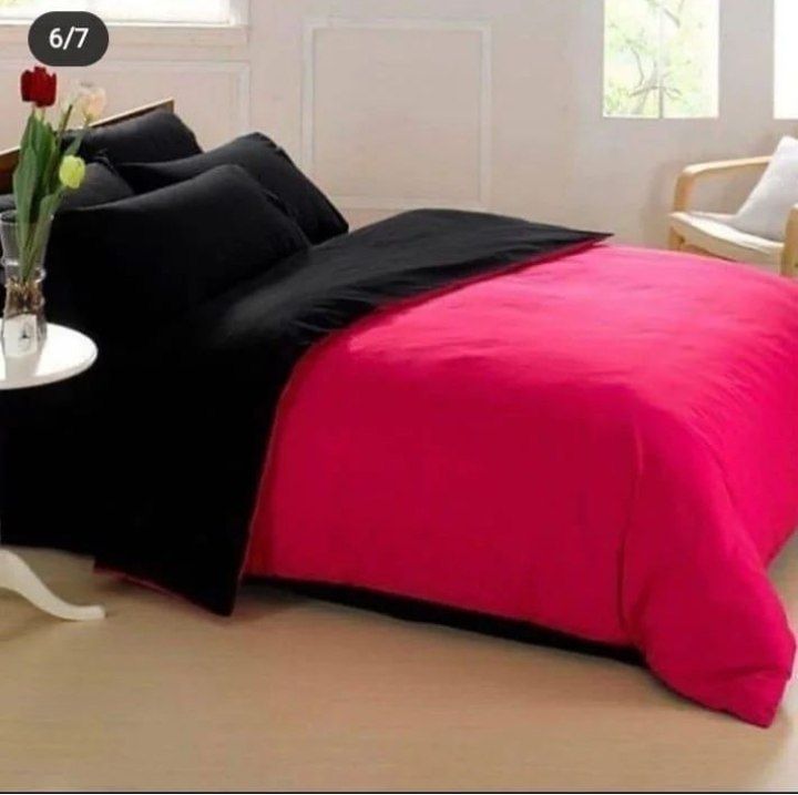 روتختی و ملحفه (دو نفره) طرح ساده قرمز و سیاه کد A35