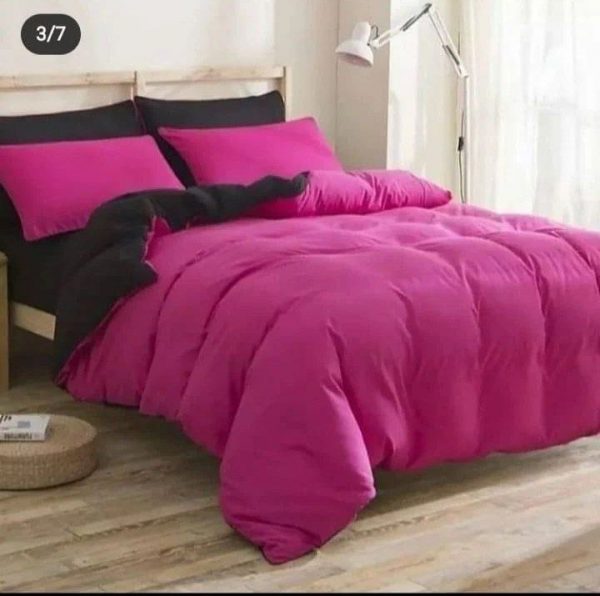 روتختی و ملحفه (دو نفره) طرح ساده صورتی و مشکی کد A37