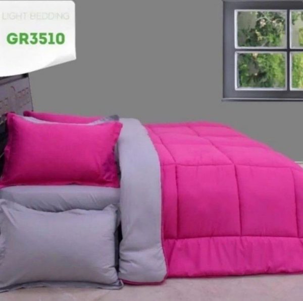روتختی و ملحفه (دو نفره) طرح ساده صورتی کد GR3510