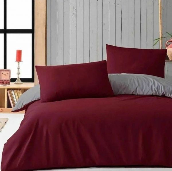 روتختی و ملحفه (دو نفره) طرح ساده زرشکی کد A40