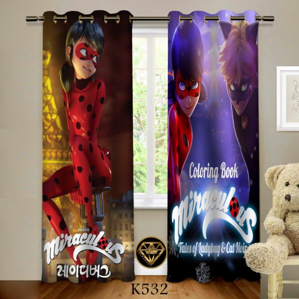 پرده چاپی طرح انیمیشن دختر کفشدوزکی K532