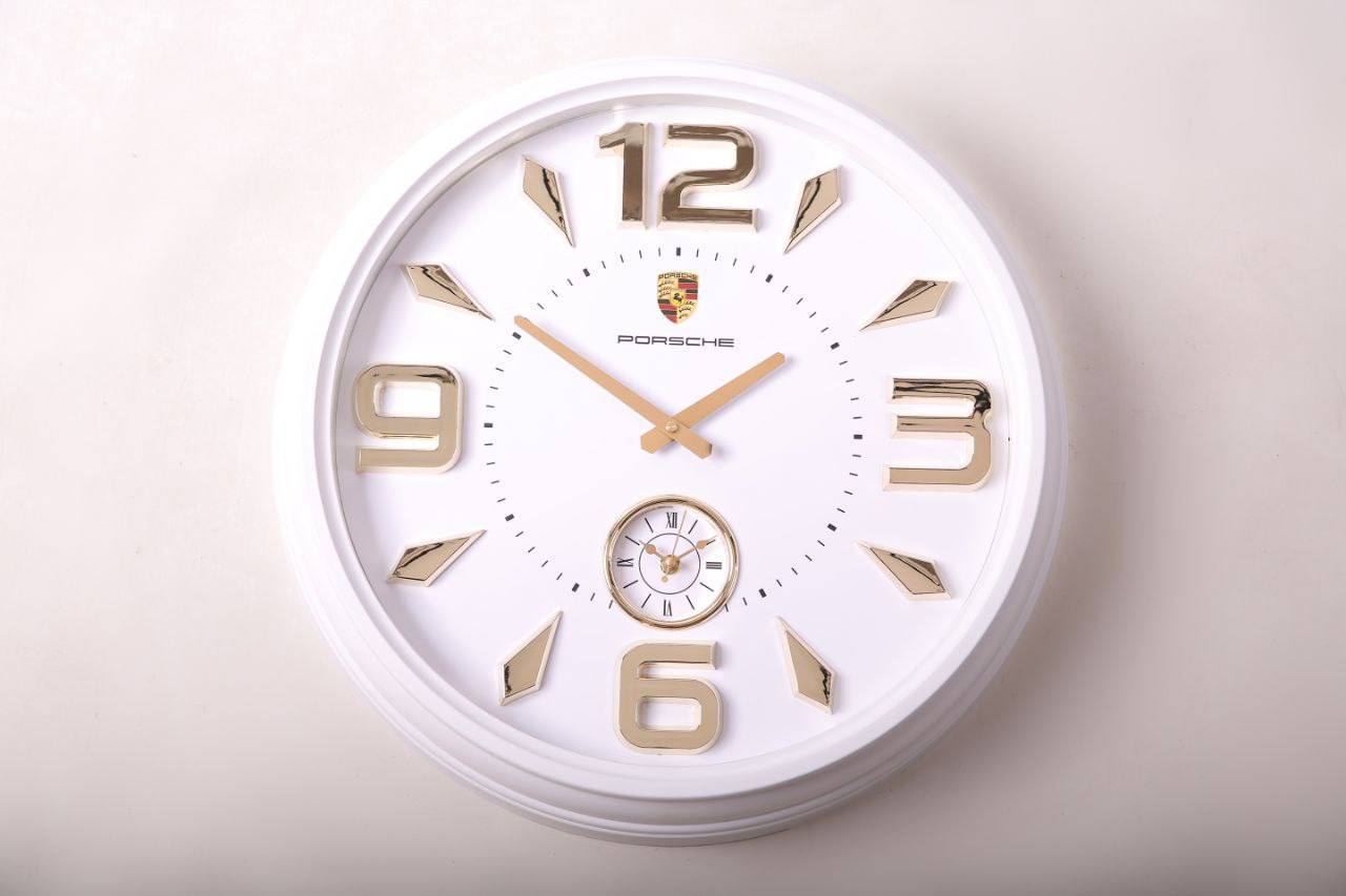 ساعت دیواری پورش دو موتور سفید