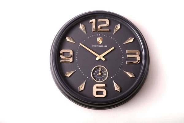 ساعت دیواری پورش دو موتور مشکی