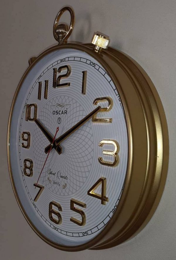 ساعت دیواری اسكار 220 شماره برجسته آبکاری کد wdp220